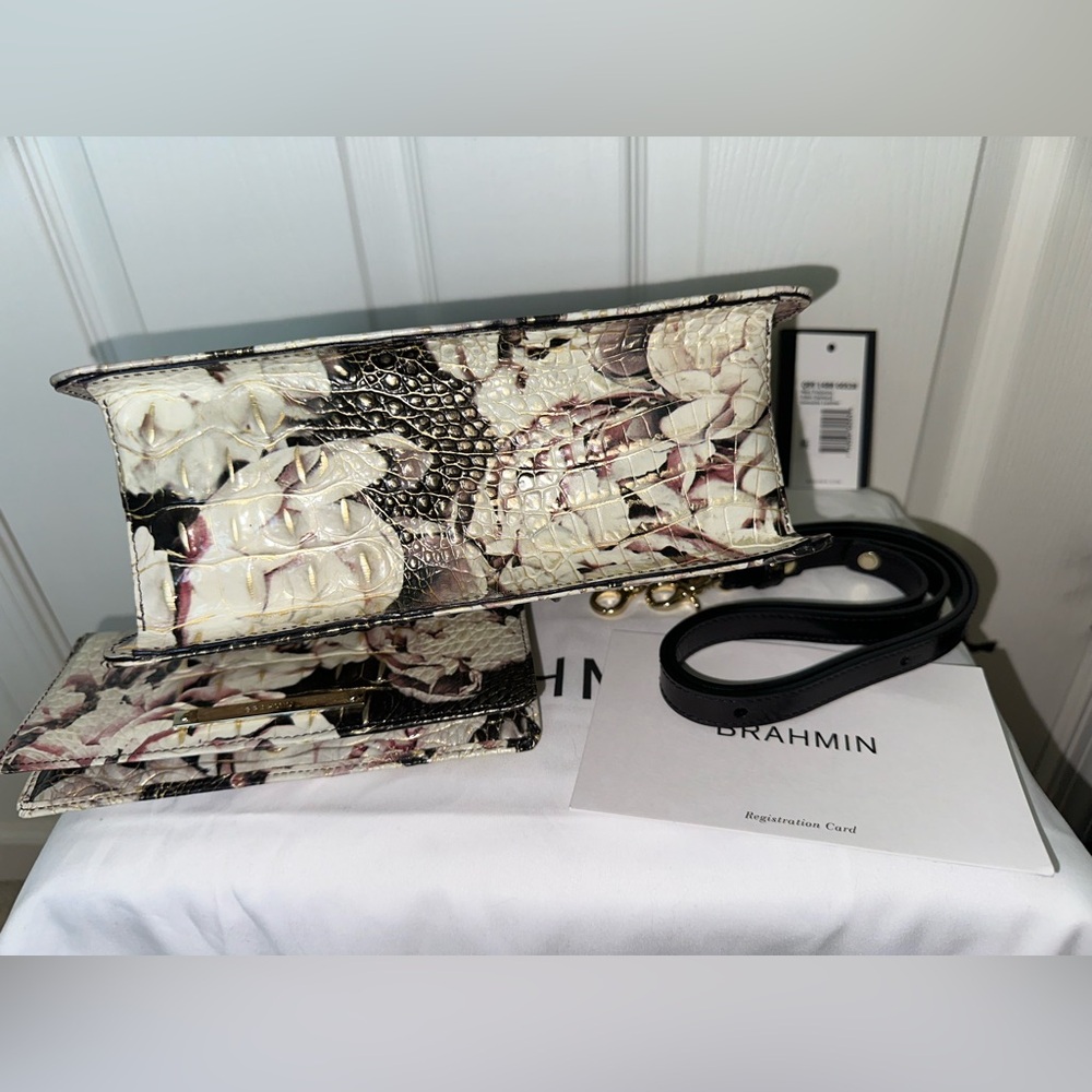 Brahmin Eden Garland Mini Francine Satchel & Ady Wallet Set Roses Gilded Leather - Picture 5 of 7